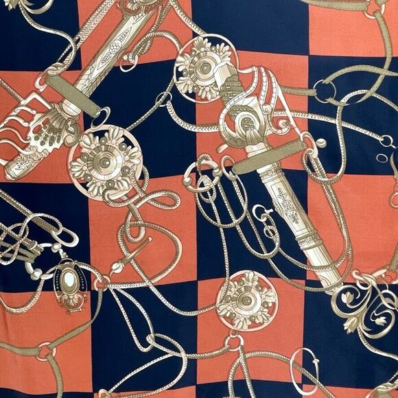 Scarf Womens Square Black Orange Gold Elegant Fashion Designer Polyester Large - Picture 2 of 7